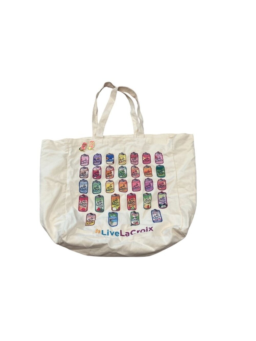 La Croix Canvas Tote Bag With Two Enamel Hibiscus La Croix Can Pins